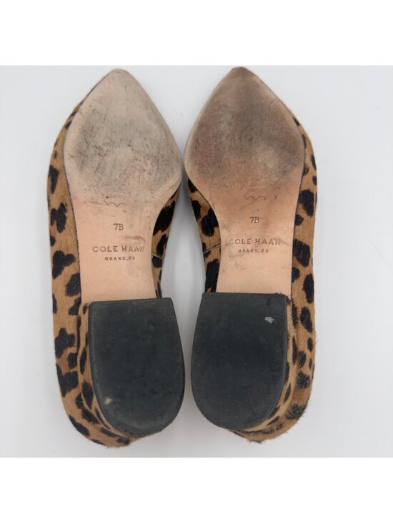 Cole Haan Chelsea Leopard Printed Calf Hair Pointed Toe Loafers 7B Slit Heel - Picture 11 of 11